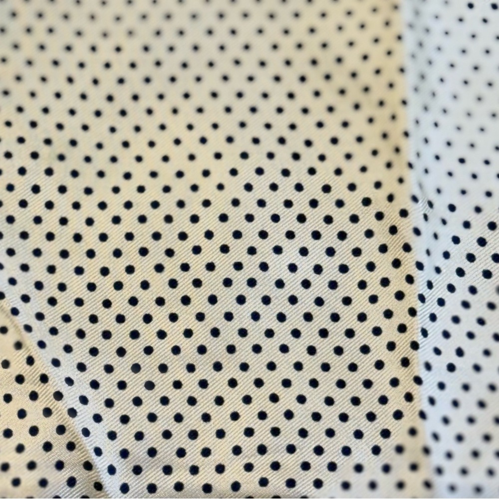 Vintage Anne Klein Silk Scarf Navy Blue Polka Dot Floral Lace Border 26" Square - Picture 7 of 14